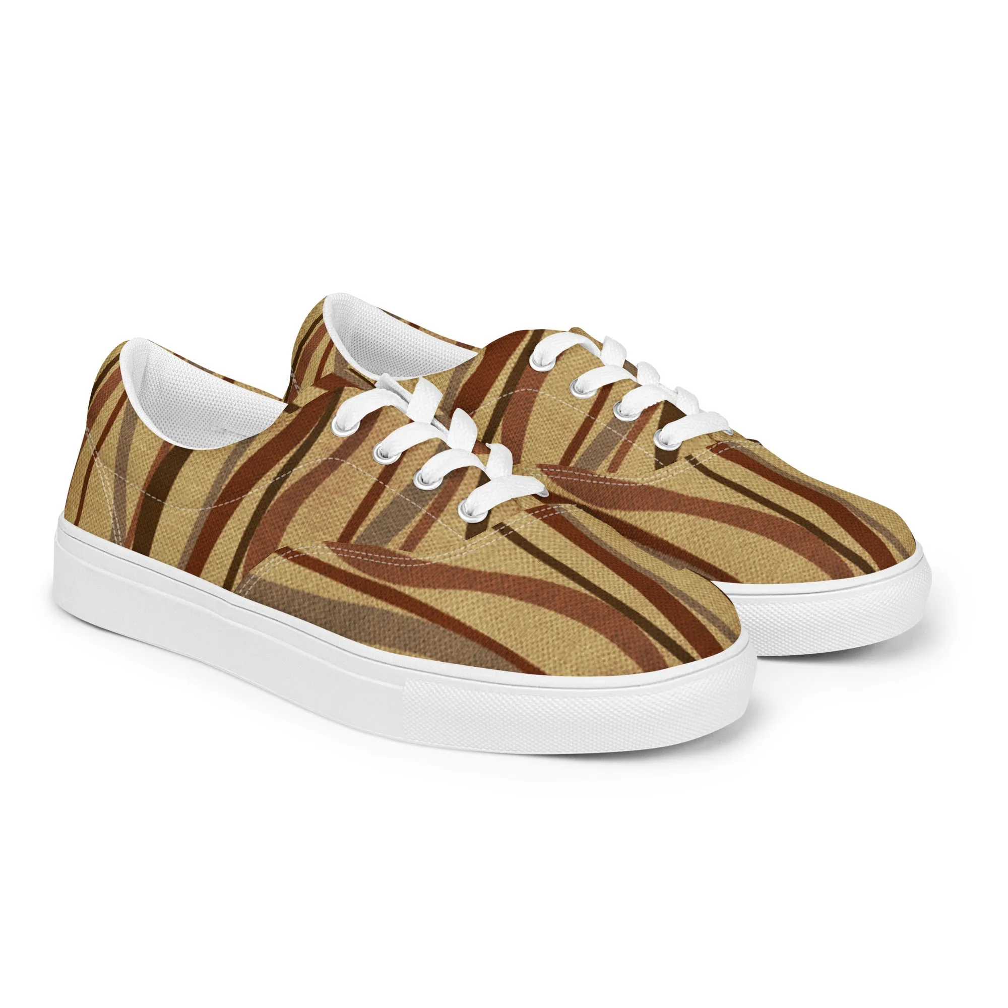 Autumn Stripes Women’s lace-up canvas shoes