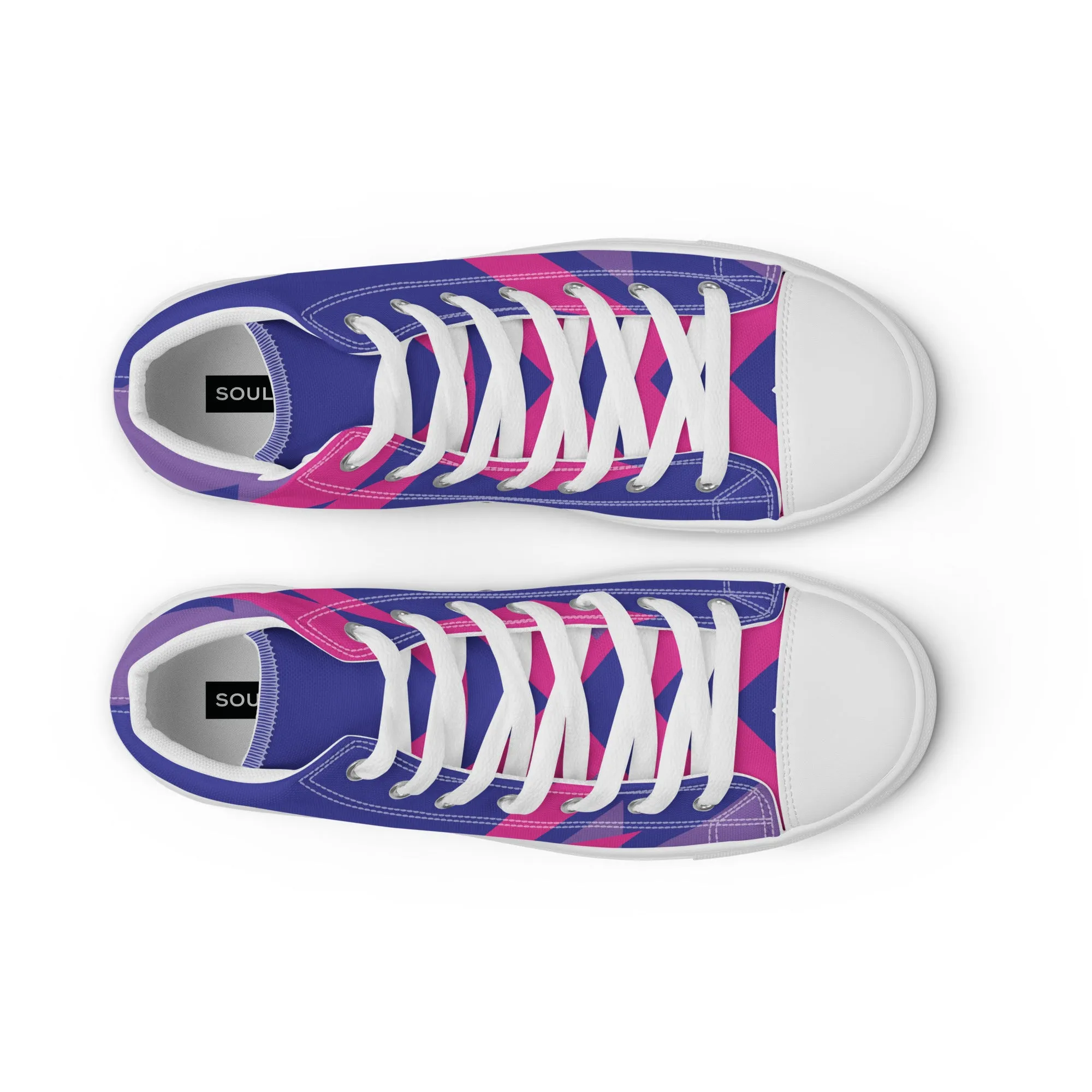 BE BRAVE Men’s High Top Canvas Shoes (Purple, Pink)
