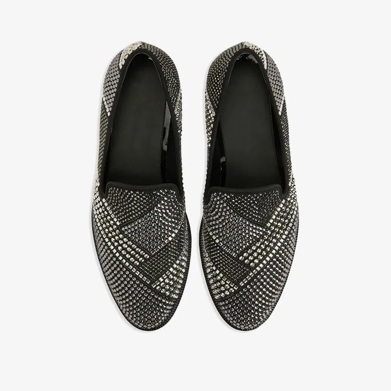 Black Crystal-Embellished Loafers