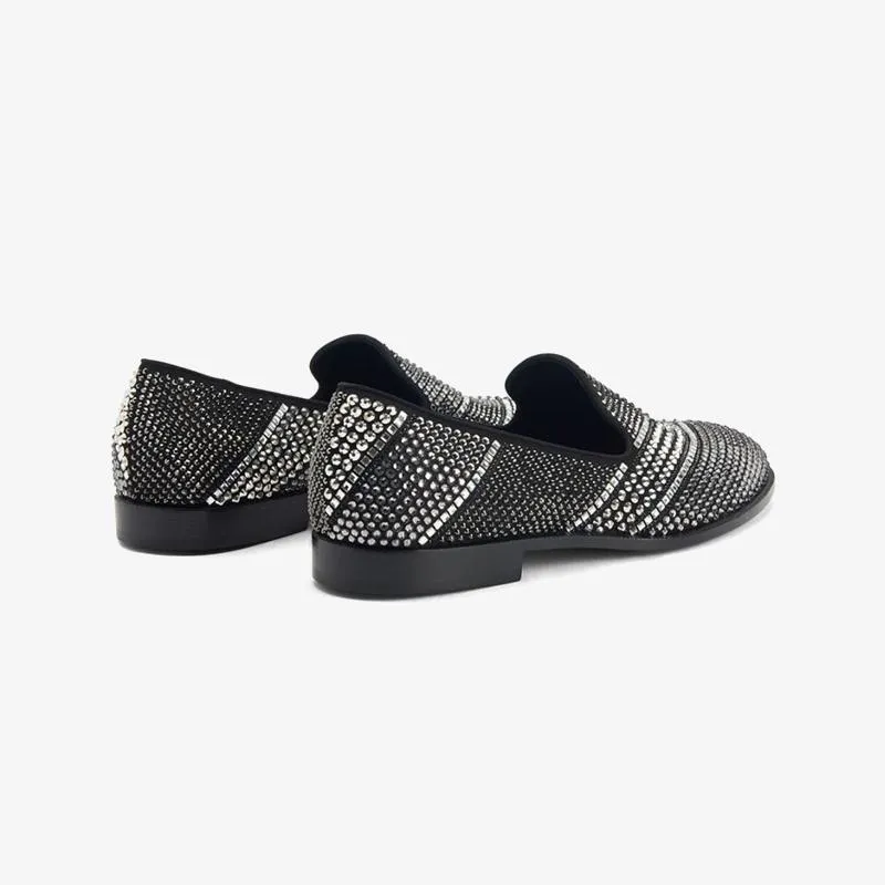 Black Crystal-Embellished Loafers