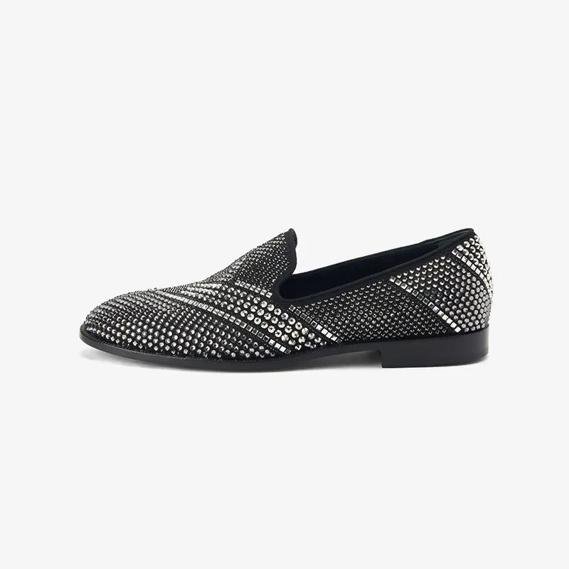 Black Crystal-Embellished Loafers