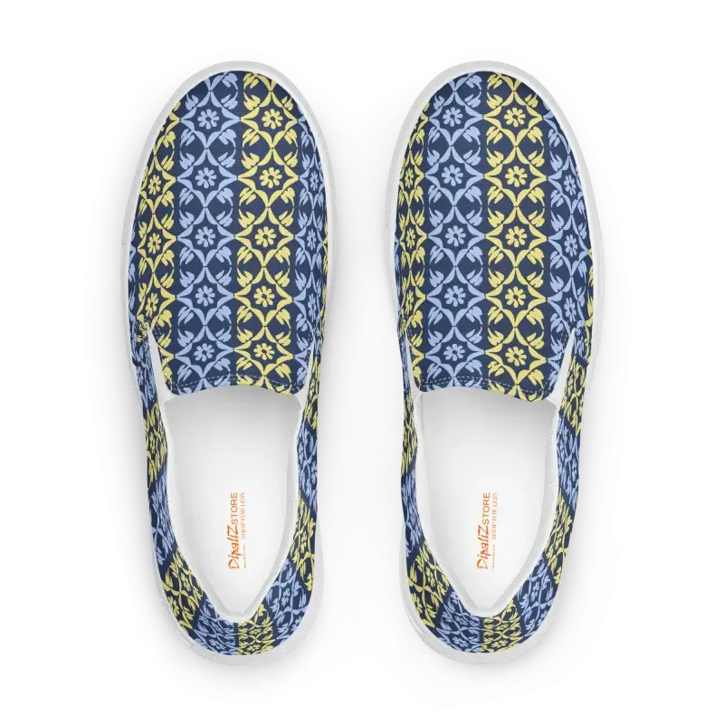 Bold Yellow Pattern Canvas Shoes for Men
