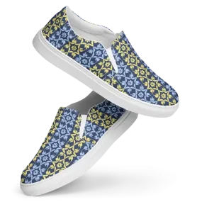 Bold Yellow Pattern Canvas Shoes for Men