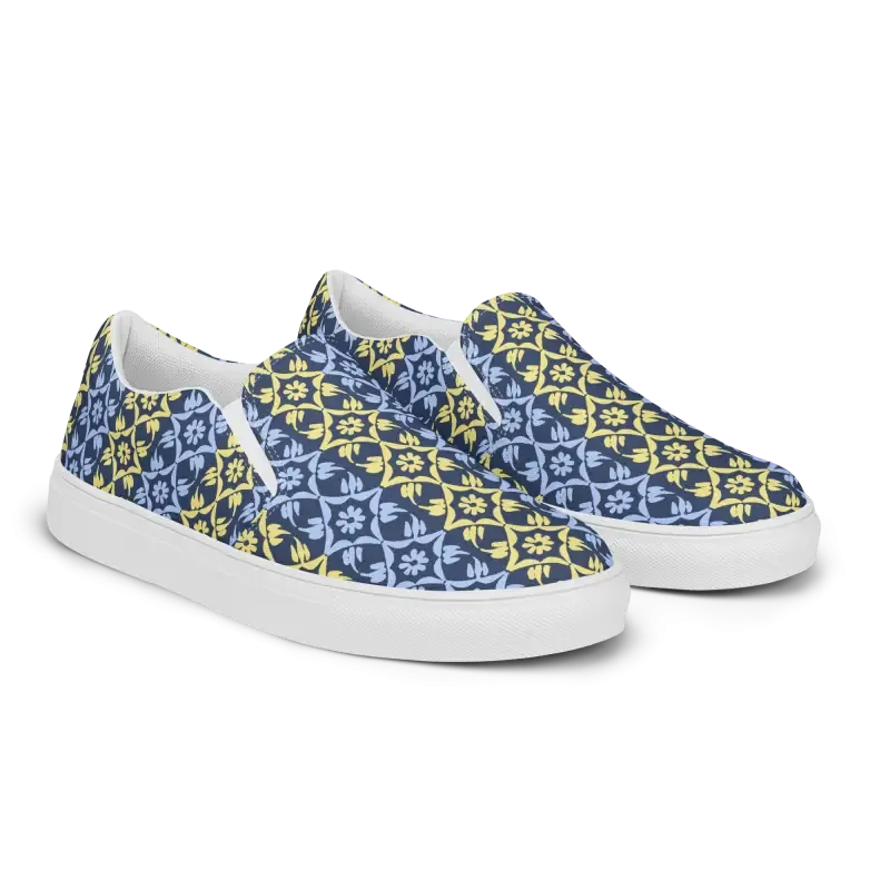 Bold Yellow Pattern Canvas Shoes for Men