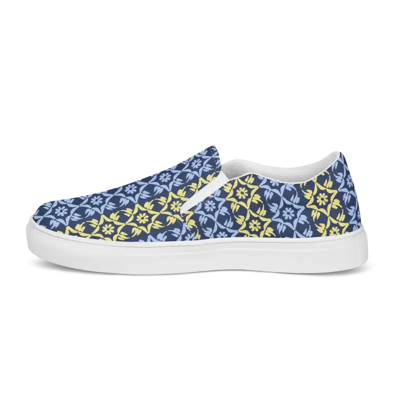 Bold Yellow Pattern Canvas Shoes for Men