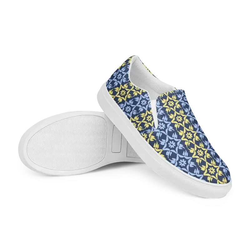 Bold Yellow Pattern Canvas Shoes for Men