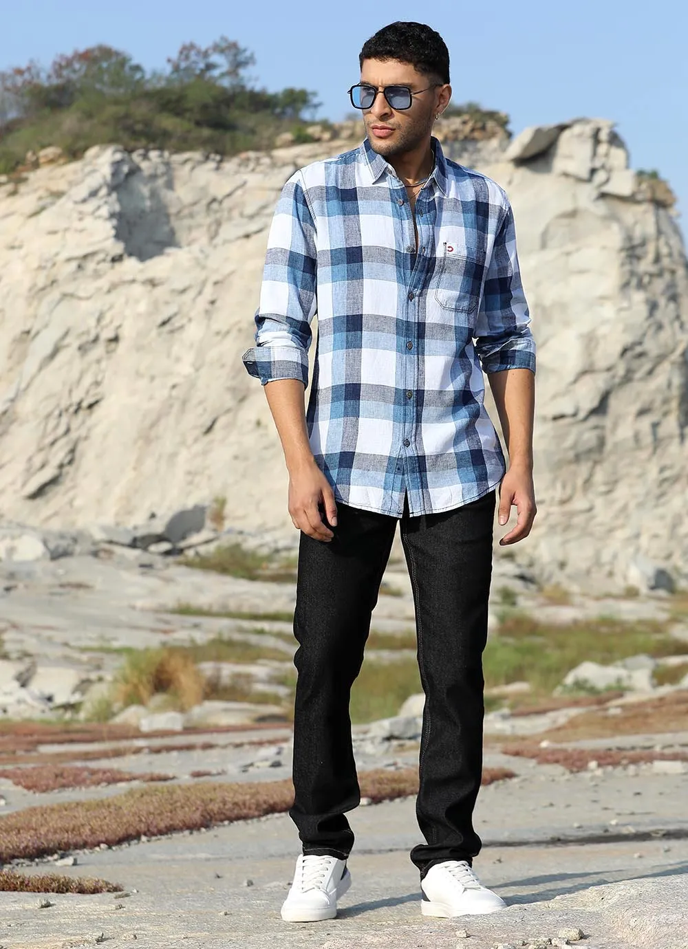 Classic indigo check