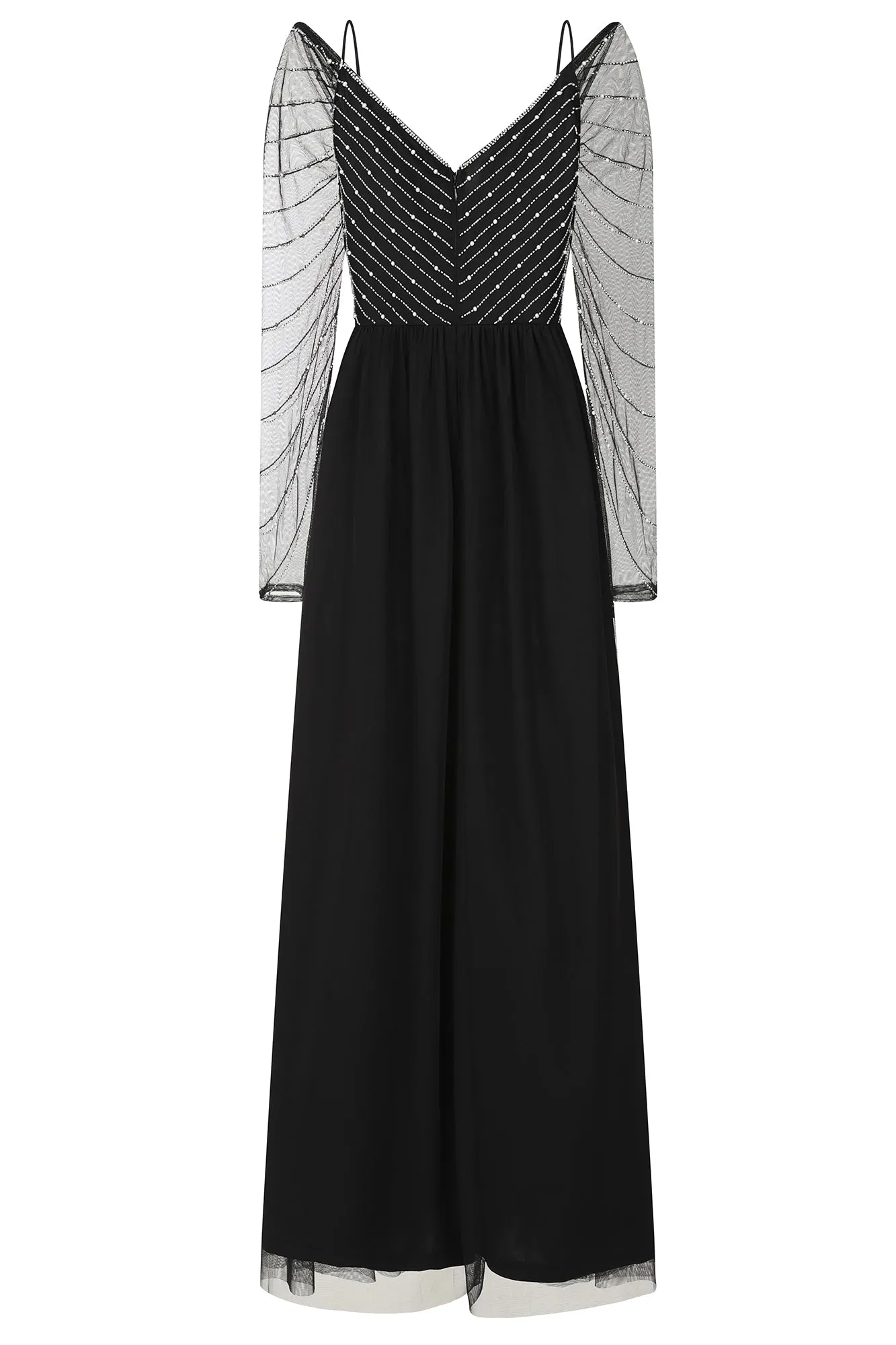 Denise Black Cold Shoulder Embellished Maxi Dress