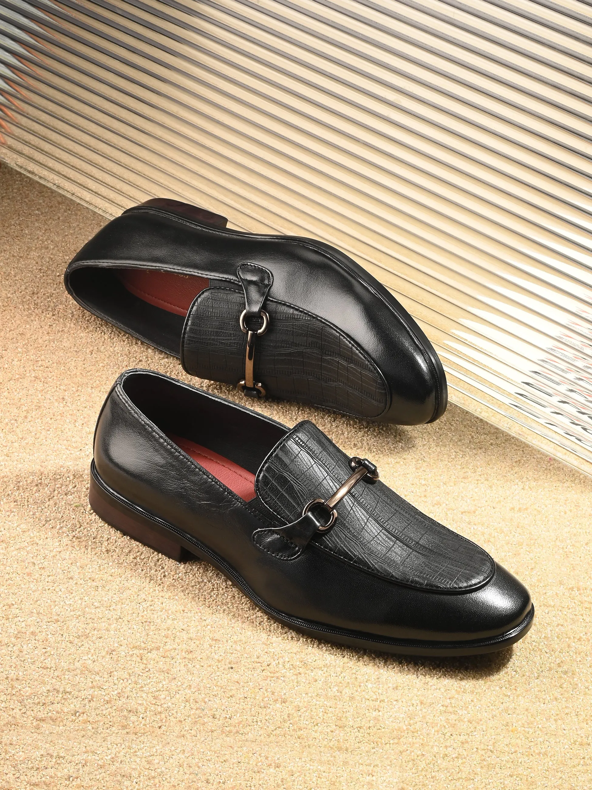 Egoss Platinum Printed Loafers For Men
