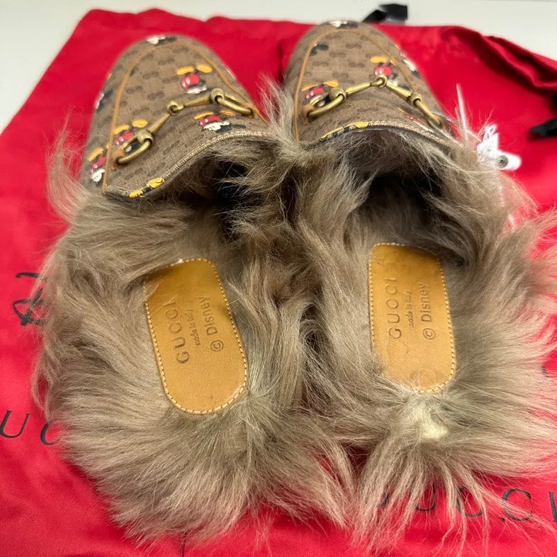 Gucci x Disney Princetown Monogram Mickey Brown Loafers