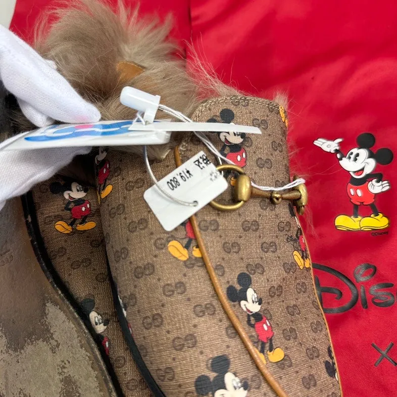 Gucci x Disney Princetown Monogram Mickey Brown Loafers