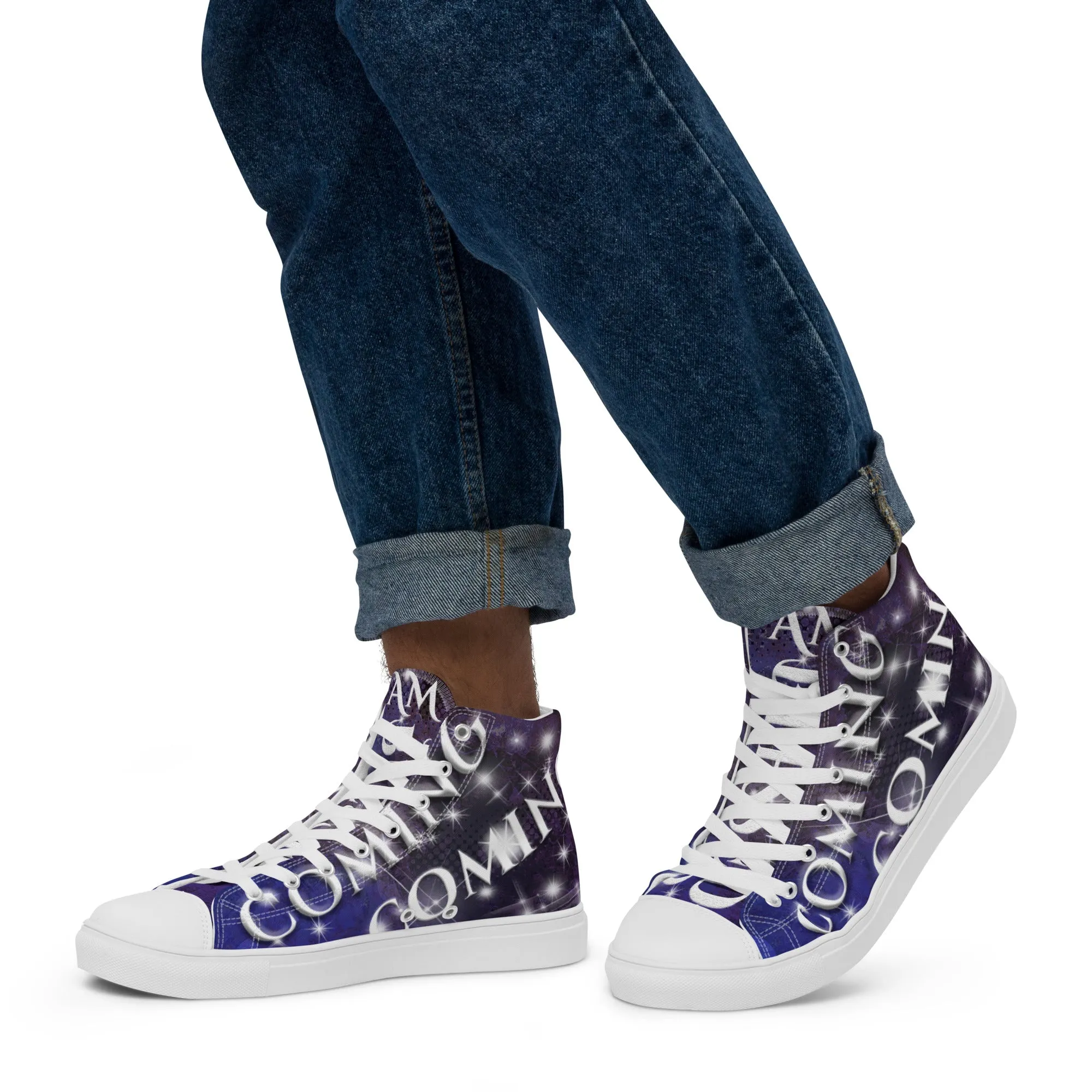 I AM Blessed Coming & Going (Men’s high top canvas shoes)