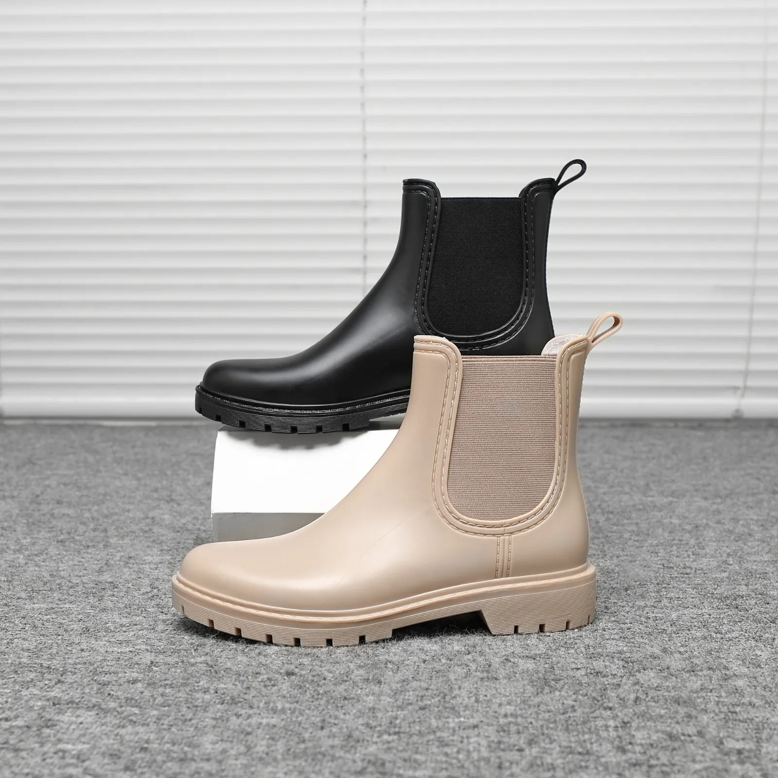 IVACHY Women Wellington Boots Short Chelsea Booties Ladies Wellies Waterproof Rain Boots Jelly shoes BG-593