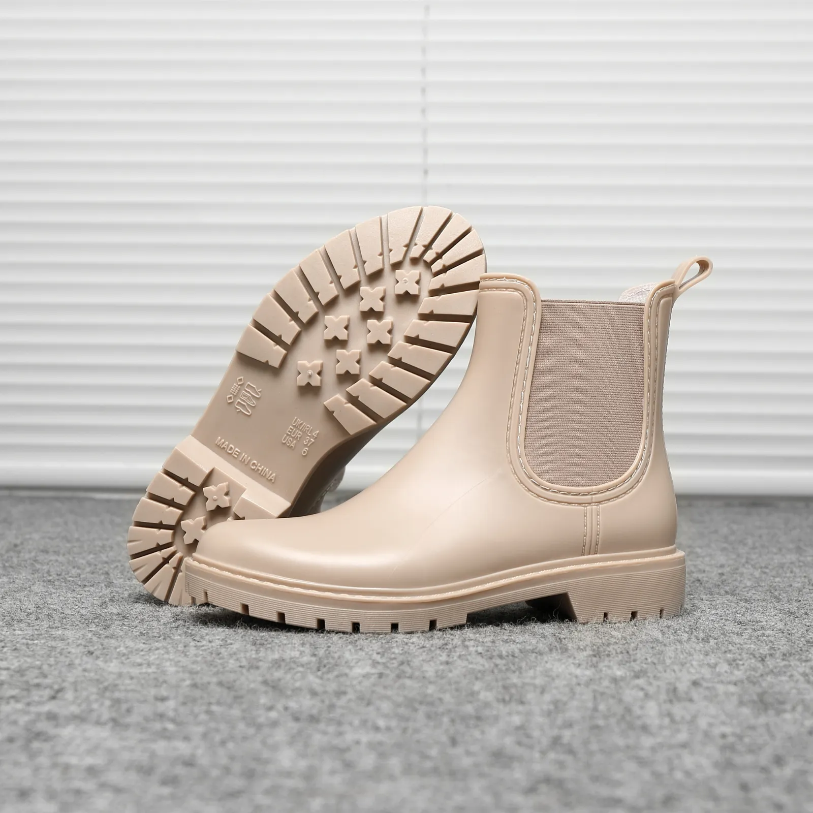 IVACHY Women Wellington Boots Short Chelsea Booties Ladies Wellies Waterproof Rain Boots Jelly shoes BG-593