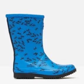Joules Roll Up Waterproof Rain Boot Blue Ants