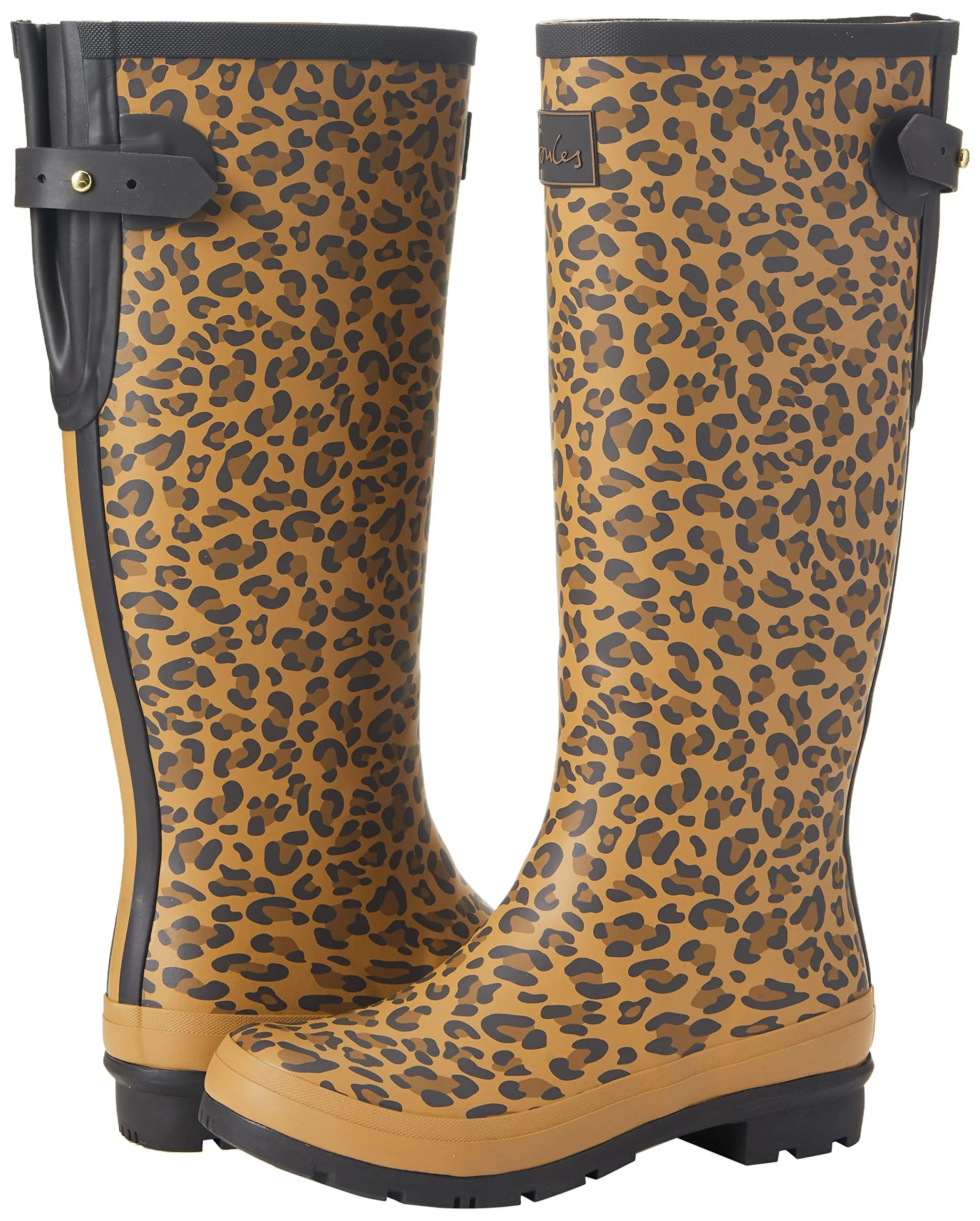 Joules Women's Welly Print Tan Leopard Size 6 Knee High Rain Boot