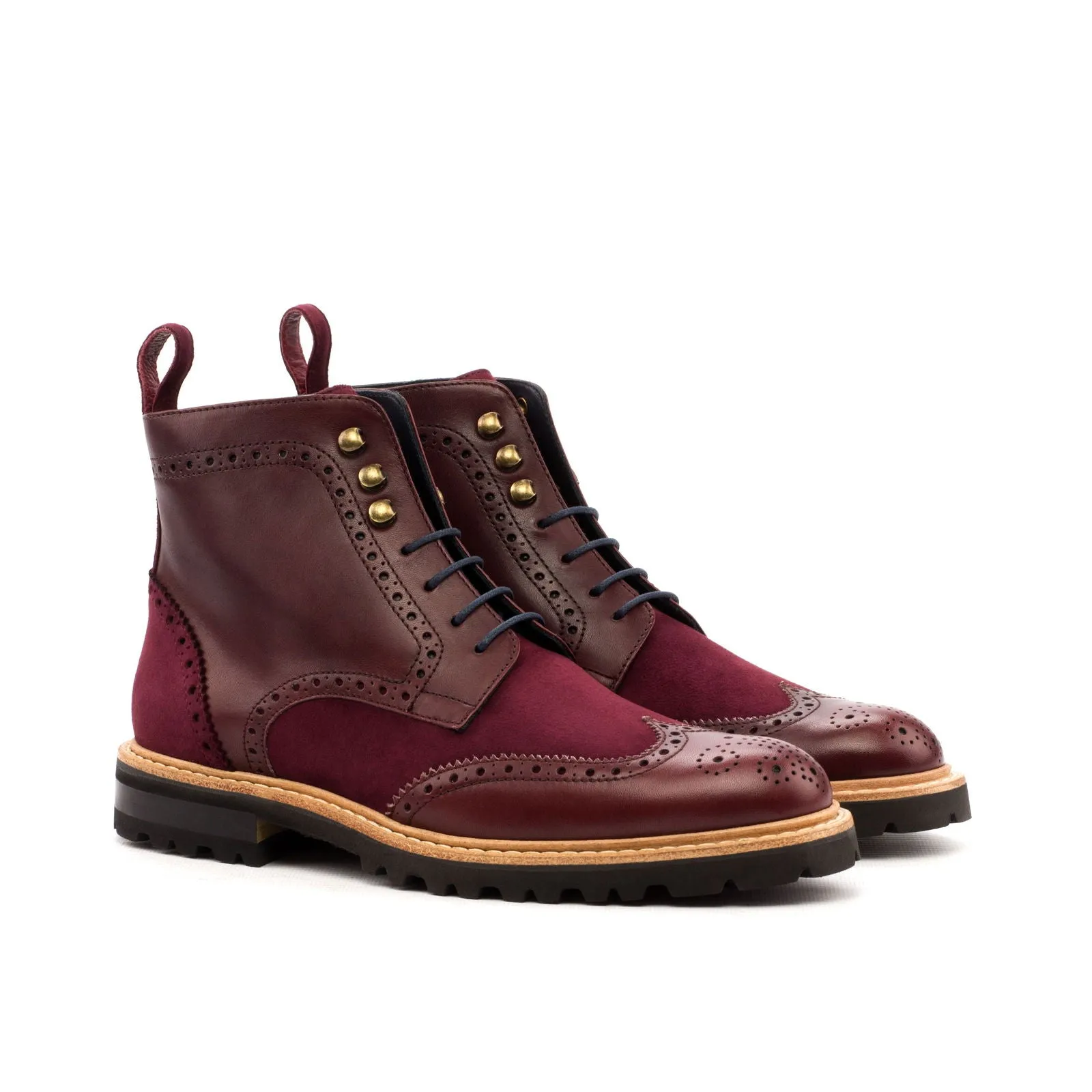 Ladies' Military Brogue-Kid Suede, Painted Calf, Box Calf, Burgundy-Wholesale