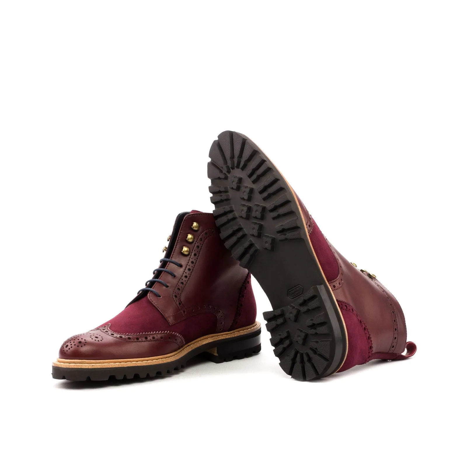 Ladies' Military Brogue-Kid Suede, Painted Calf, Box Calf, Burgundy-Wholesale