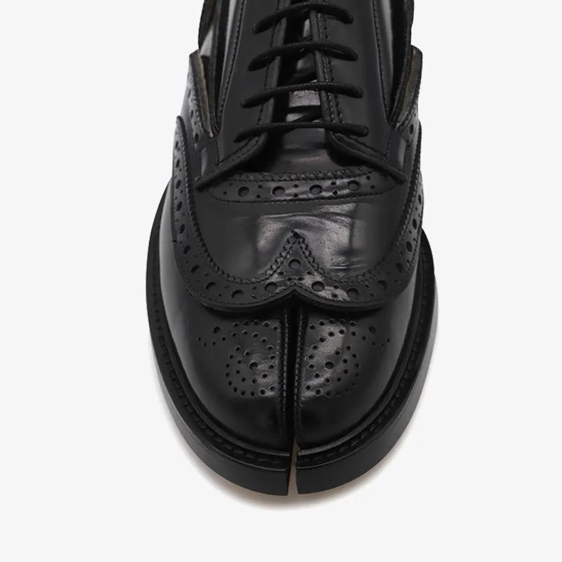 Leather Tabi Laced Low-top Ankle Boots