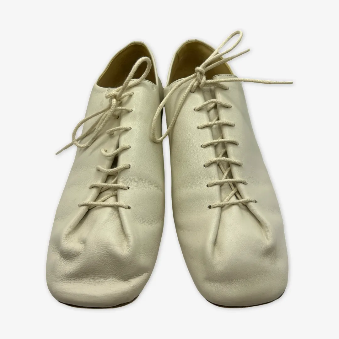 Lemaire women's ecru leather lace-up shoes