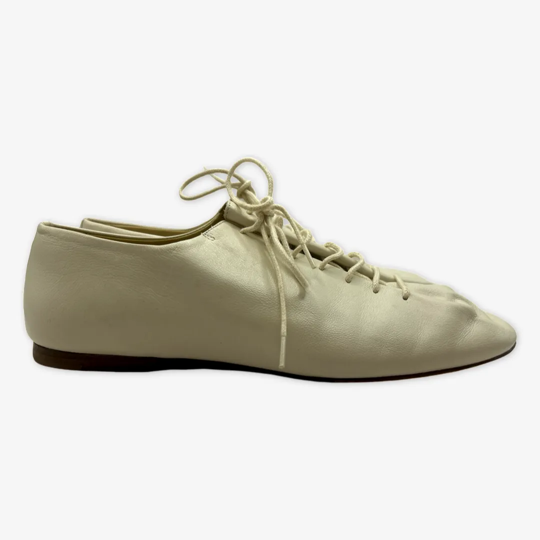 Lemaire women's ecru leather lace-up shoes