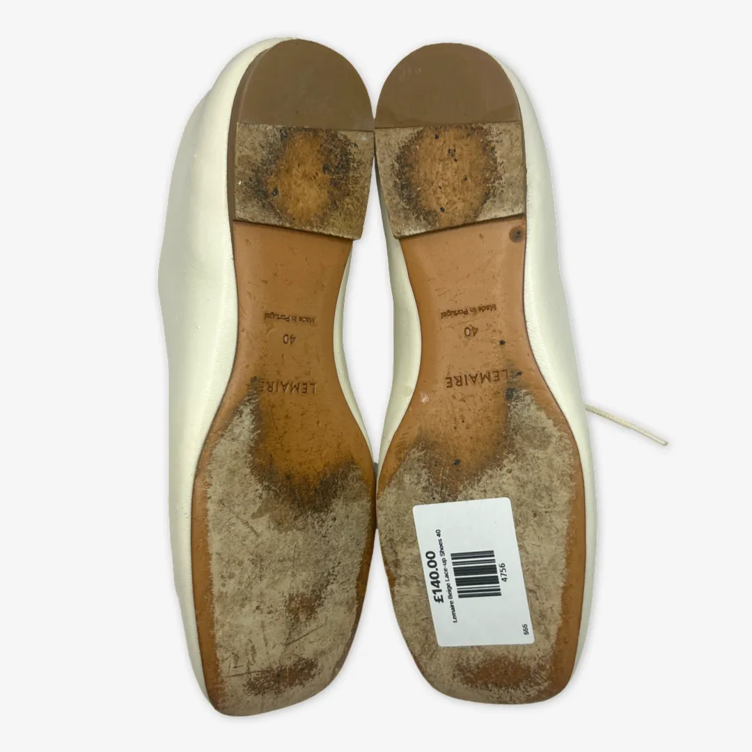 Lemaire women's ecru leather lace-up shoes