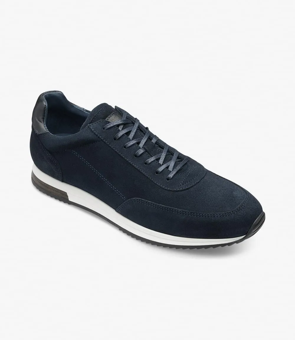 LOAKE BANNISTER NAVY SUEDE TRAINER RUBBER SOLE F-MEDIUM