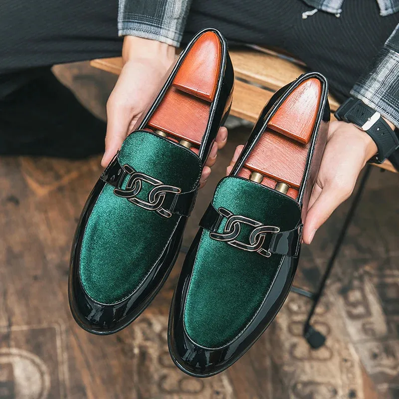 Luxury Metal Appliques Artificial Leather Loafers