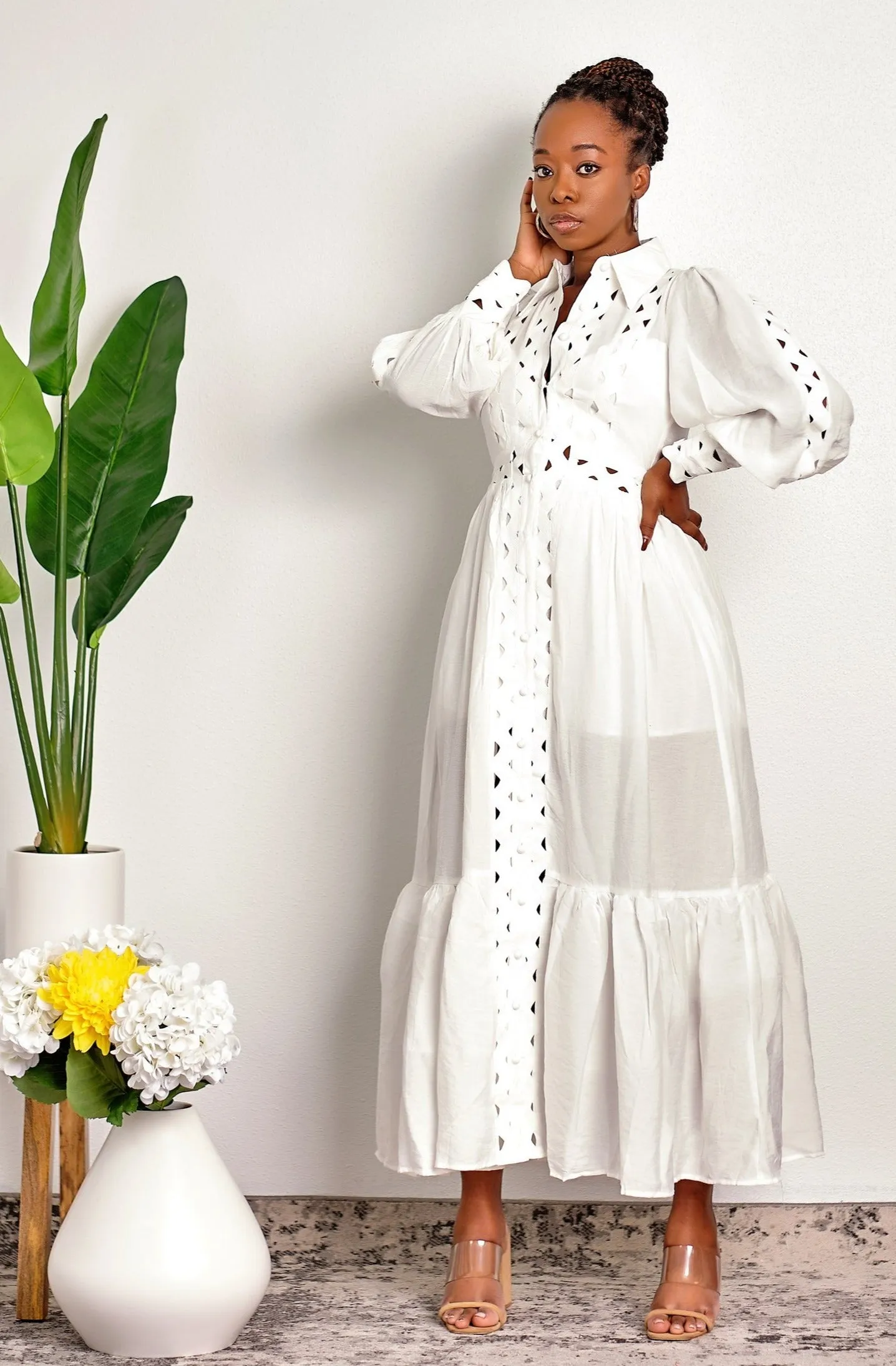 Mind over Matter Maxi Length Smocked Dress with Cutouts
