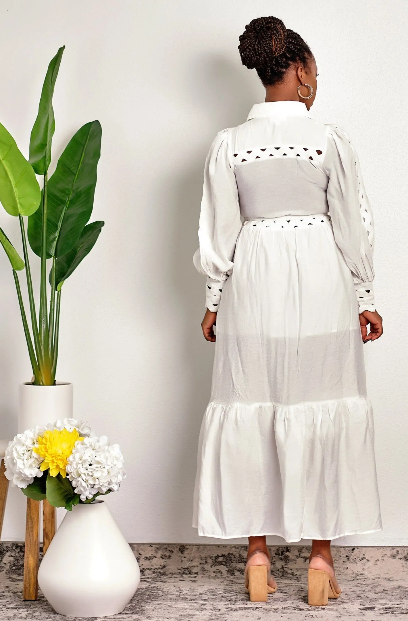 Mind over Matter Maxi Length Smocked Dress with Cutouts