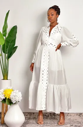 Mind over Matter Maxi Length Smocked Dress with Cutouts