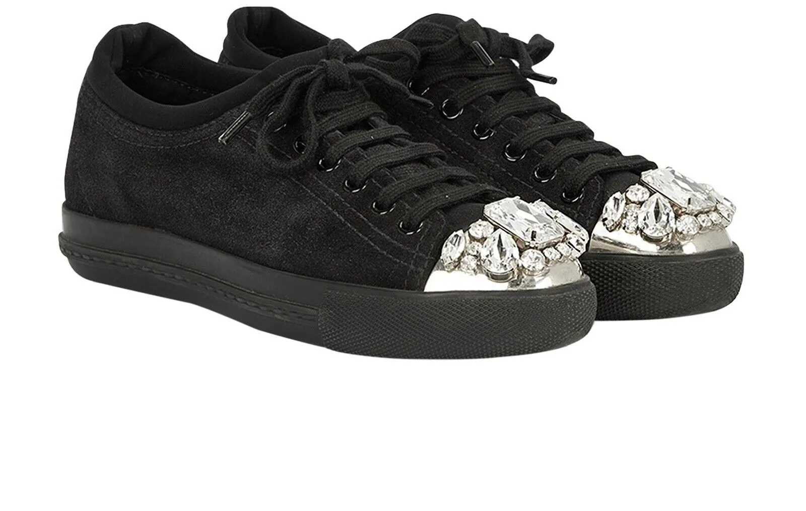 Miu Miu Suede crystal cap toe sneakers Trainers Size 35 US 5 UK 2 ladies
