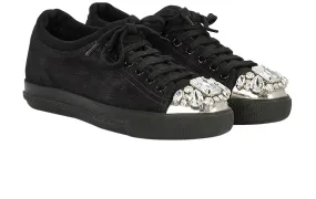 Miu Miu Suede crystal cap toe sneakers Trainers Size 35 US 5 UK 2 ladies