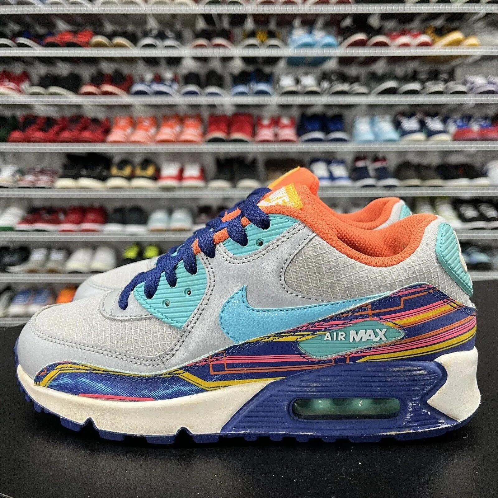 Nike AirMax 90 Premium Sneakers Grey Clearwater 724882-001 Youth Size 5Y