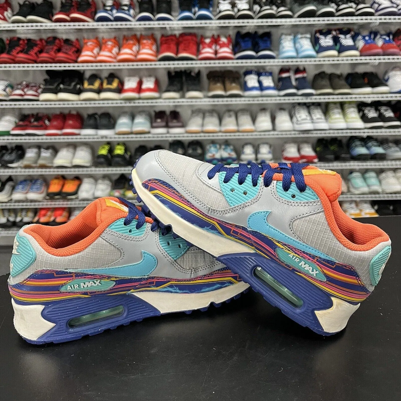 Nike AirMax 90 Premium Sneakers Grey Clearwater 724882-001 Youth Size 5Y