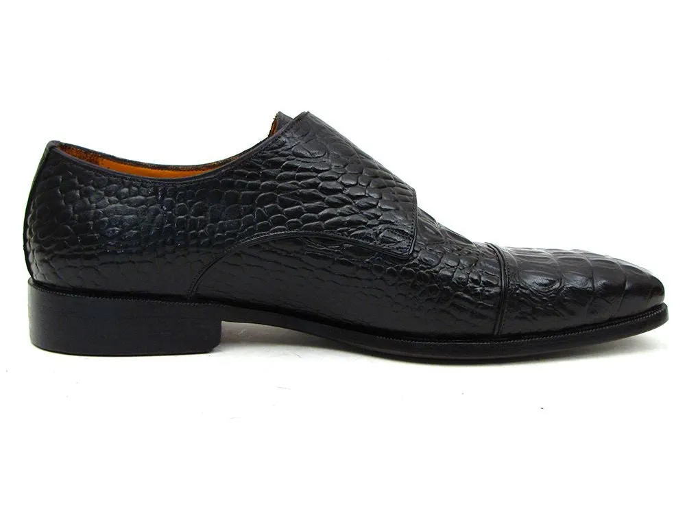 Paul Parkman Double Monkstraps Black Crocodile Embossed