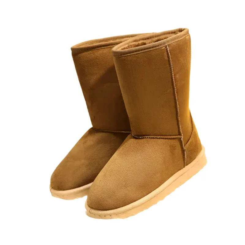 PU Women's Slip-On Mid-Calf Winter Snow Boots with Platform