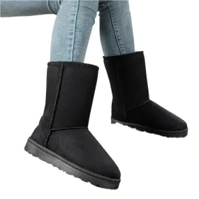 PU Women's Slip-On Mid-Calf Winter Snow Boots with Platform