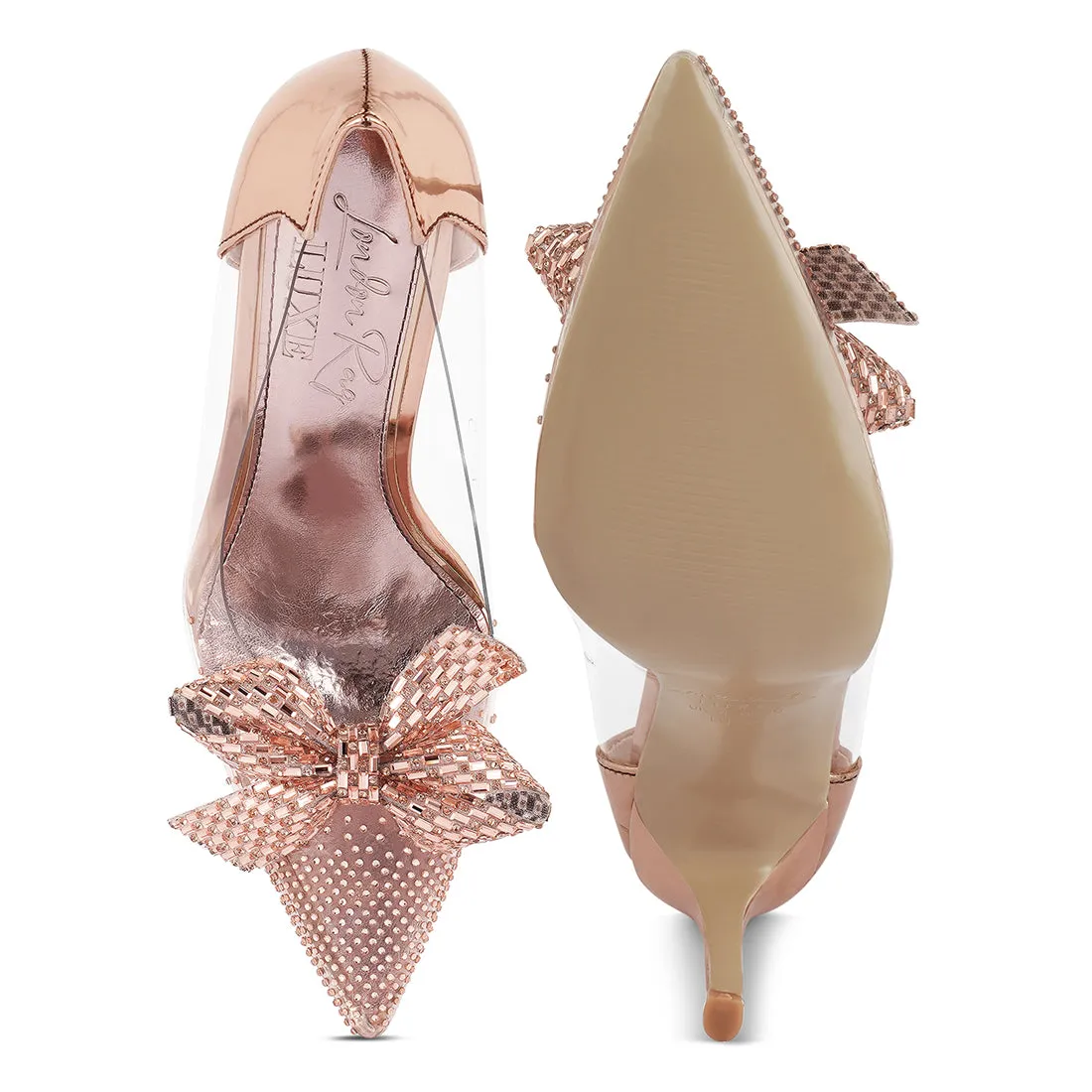 Rhinestones Embellished Clear Pump Shoes