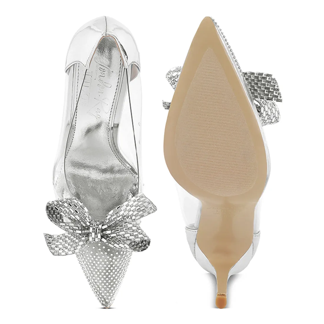 Rhinestones Embellished Clear Pump Shoes