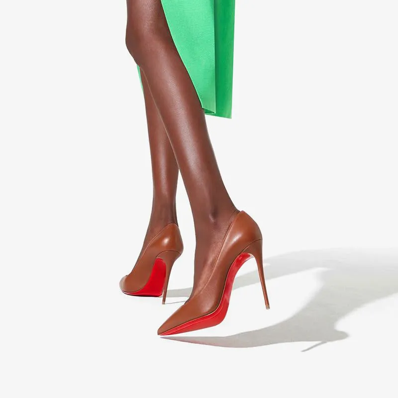 Soft Shiny Nude Leather Stiletto Pumps