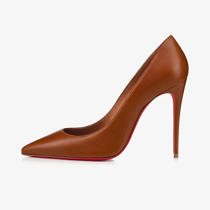 Soft Shiny Nude Leather Stiletto Pumps