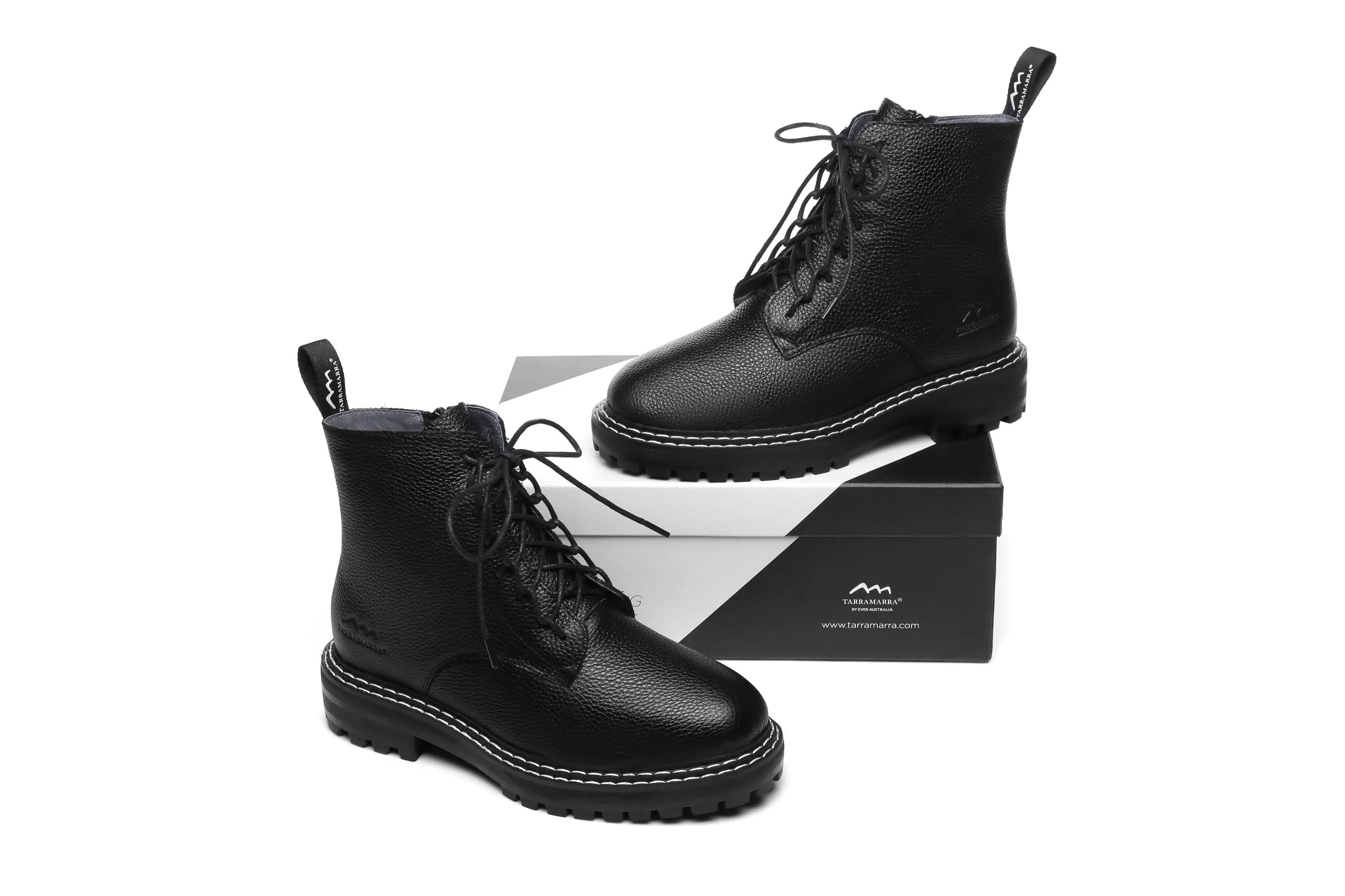 TARRAMARRA® Lana Lace Up High Top Black Boots