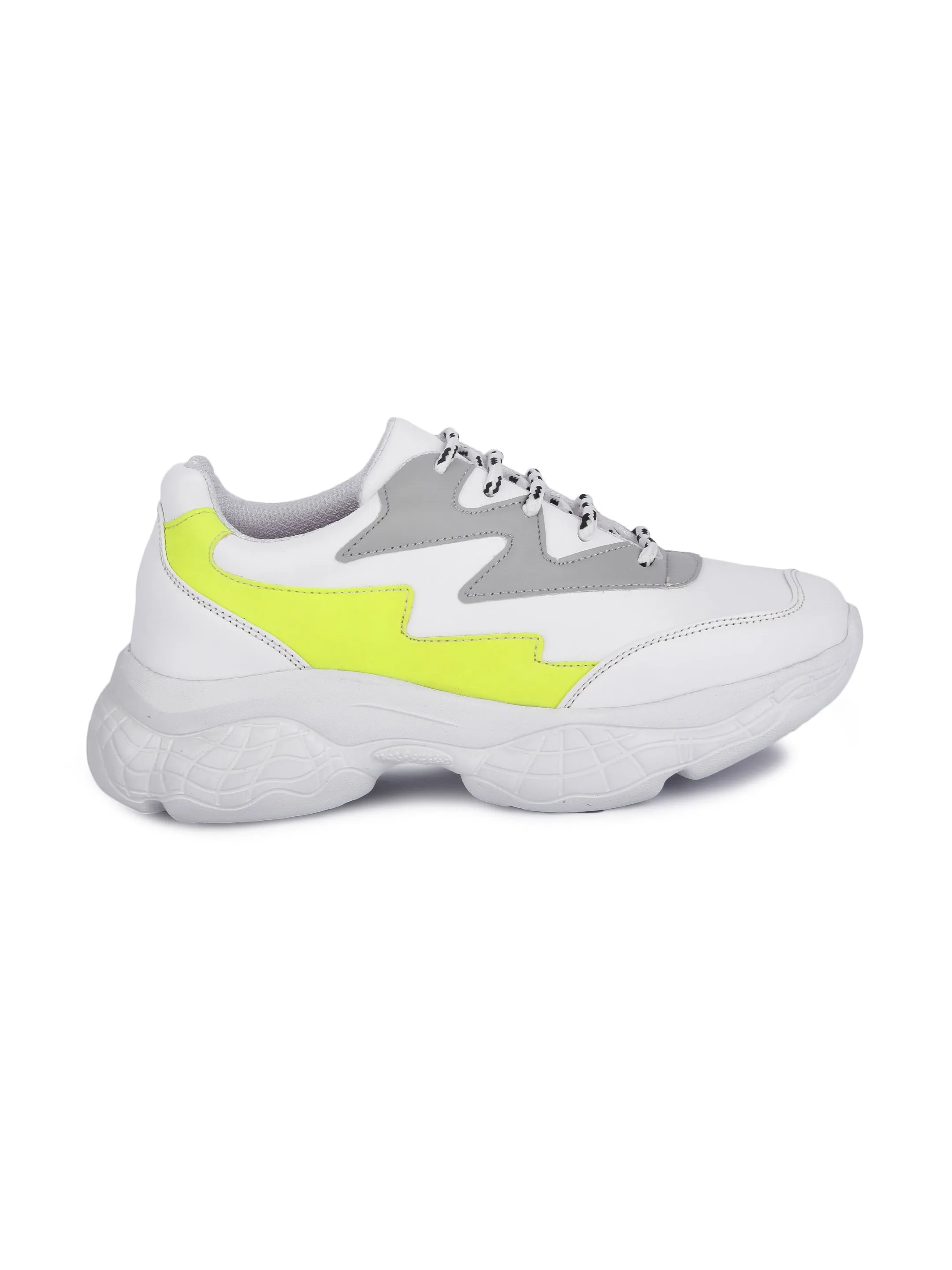 White and Neon Thunder Casual Sneaker